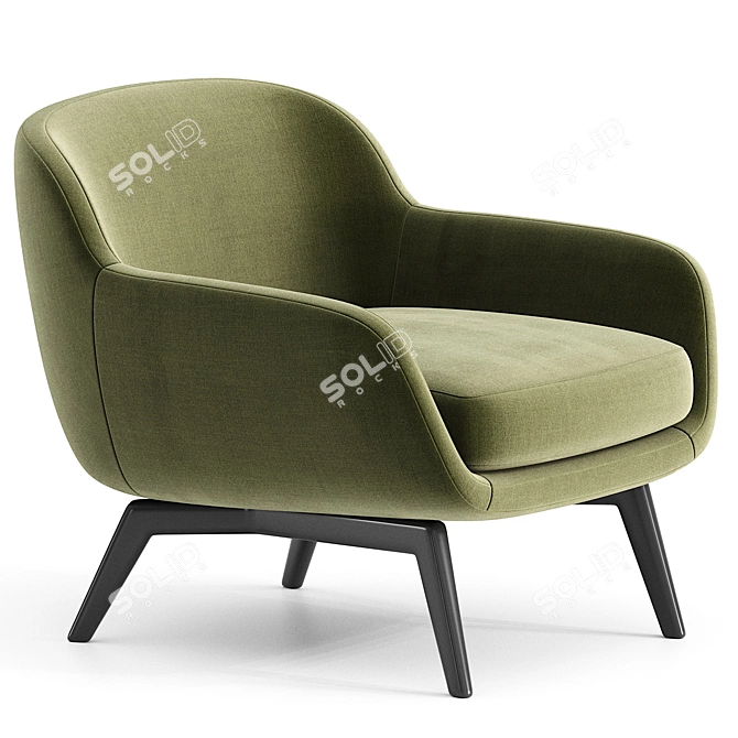 Modern Fabric Armchair Design 3D model image 2