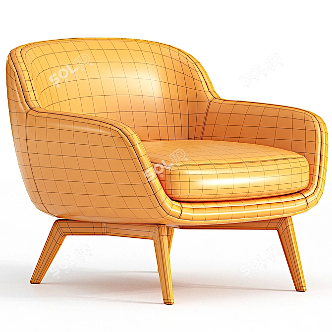 Modern Fabric Armchair Design 3D model image 3