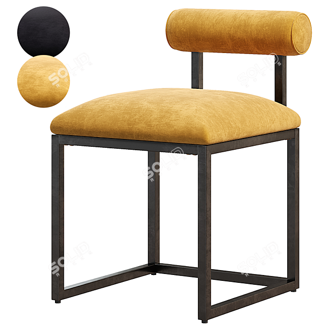 Eaglemont Black Velvet Dining Chair 3D model image 1