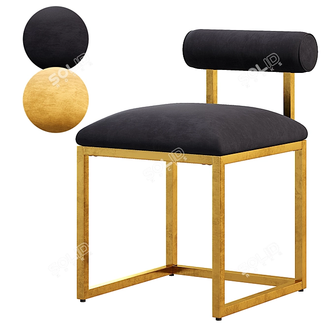 Eaglemont Black Velvet Dining Chair 3D model image 2