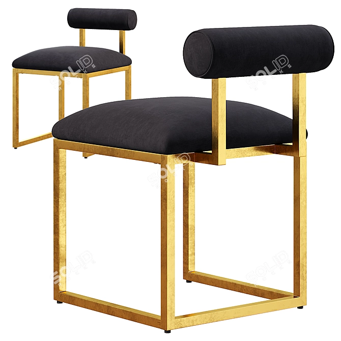 Eaglemont Black Velvet Dining Chair 3D model image 4