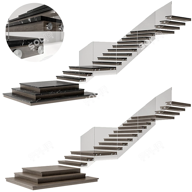 Sleek Stairway Design Kit 3D model image 1