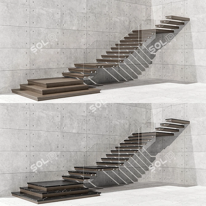 Sleek Stairway Design Kit 3D model image 2