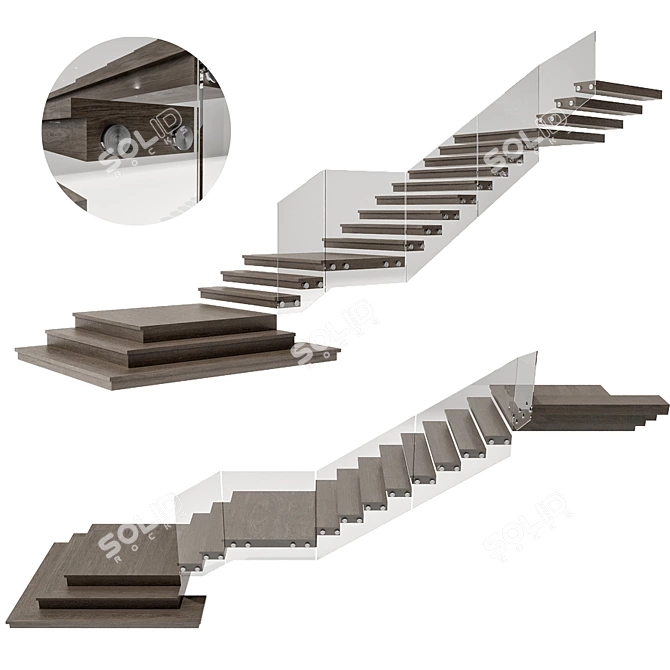 Sleek Stairway Design Kit 3D model image 5