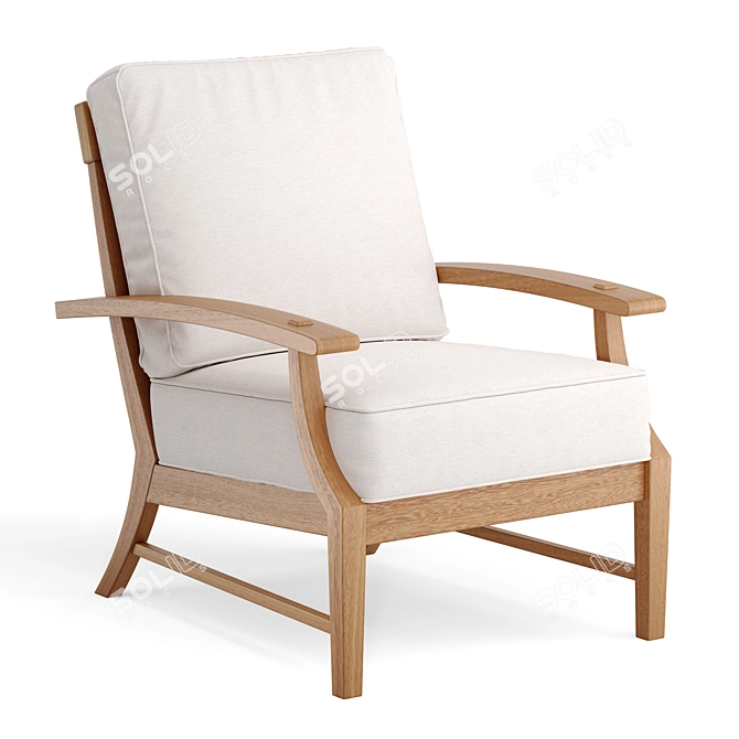 Teak Croquet Lounge Chair 3D model image 2