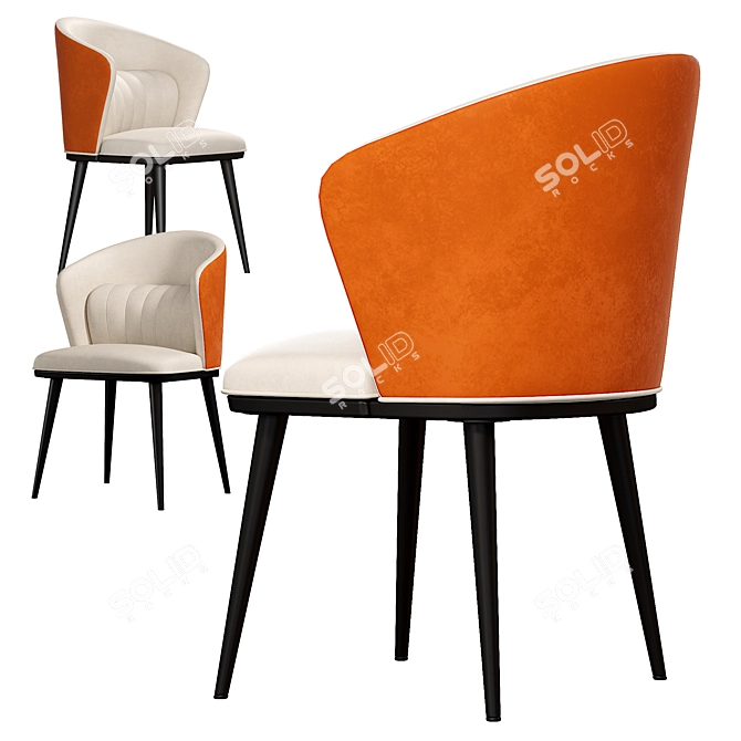  Midcentury Round Back Dining Chairs 3D model image 2