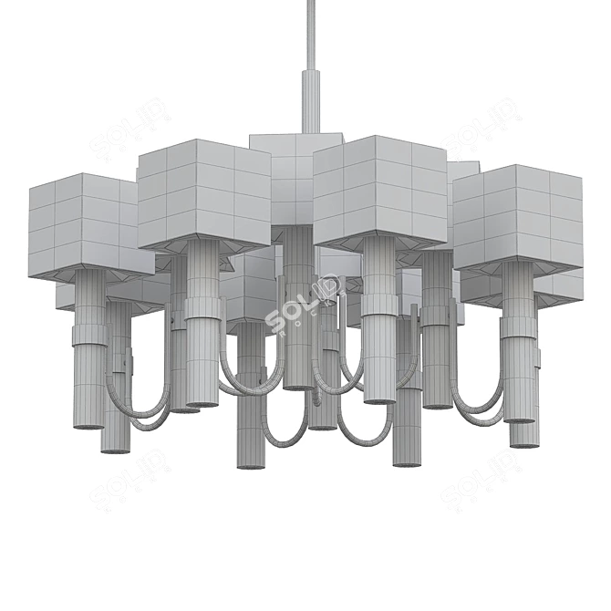 1970s Sciolari Glass Brass Chandelier 3D model image 2