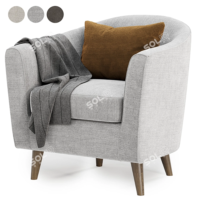 Stylish Upholstered Club Chair Set 3D model image 2