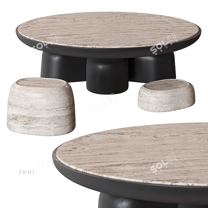 Travertine Wood Coffee Table Hommés 3D model image 2