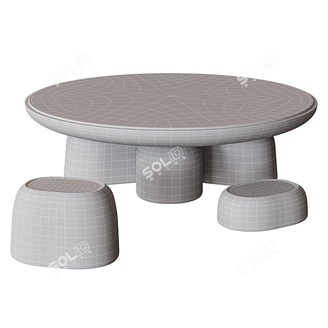 Travertine Wood Coffee Table Hommés 3D model image 3