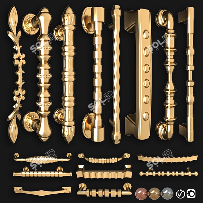 Russian Translation Door Knobs Handle-Set 3D model image 2