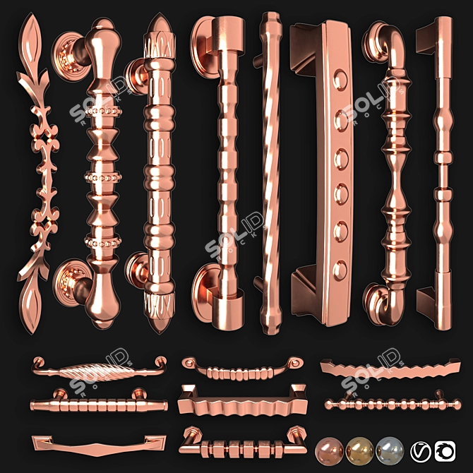 Russian Translation Door Knobs Handle-Set 3D model image 3