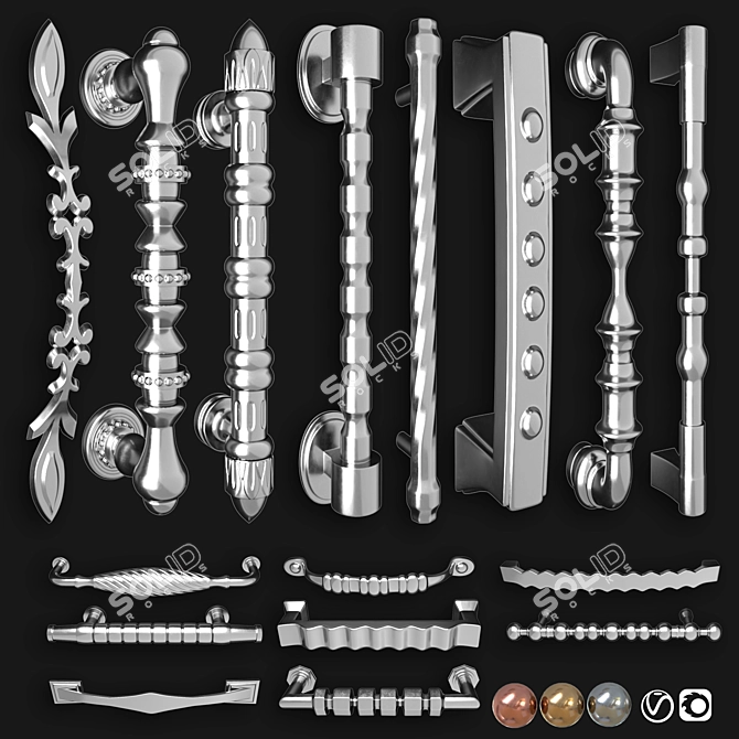 Russian Translation Door Knobs Handle-Set 3D model image 4