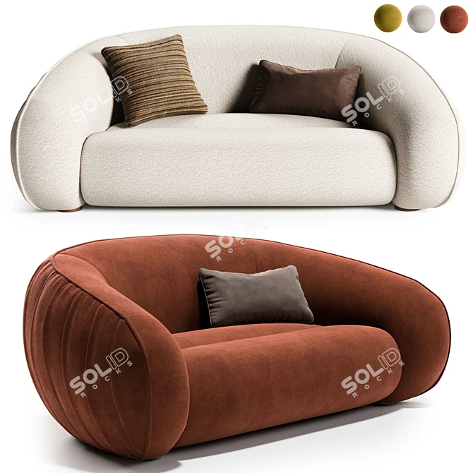 Elegant Emet Soho Home Sofa 3D model image 1