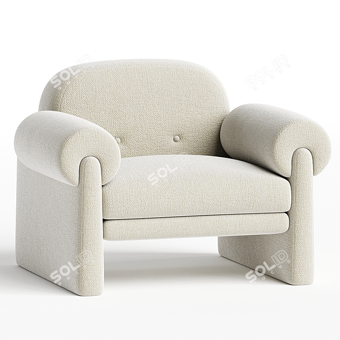 Elegant Herly Armchair in Ecru 3D model image 1