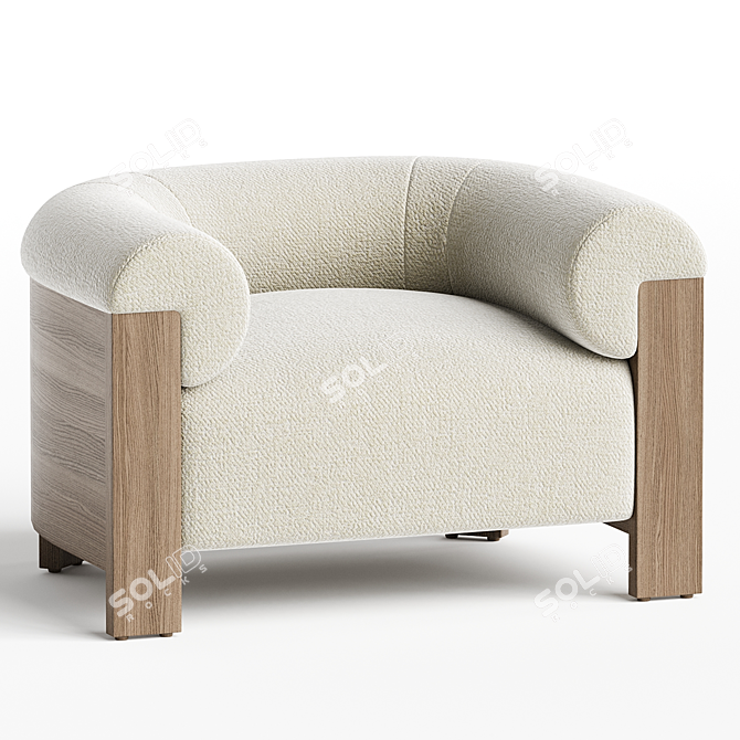 Eldon Walnut Boucle Armchair Chic 3D model image 1