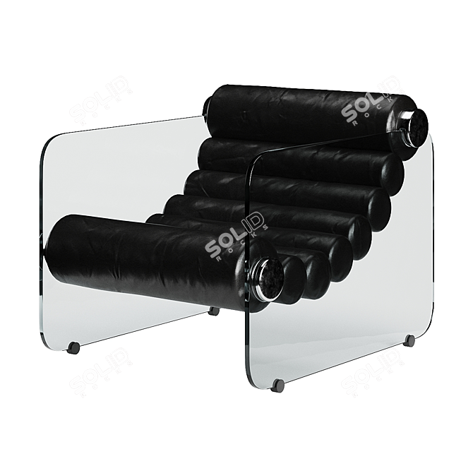 Sleek Italian Leather Lounge Chair 3D model image 1