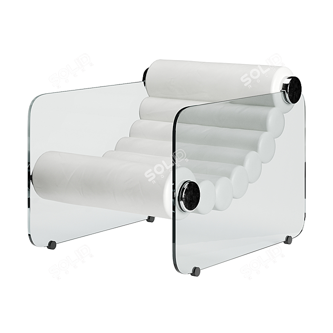 Sleek Italian Leather Lounge Chair 3D model image 2