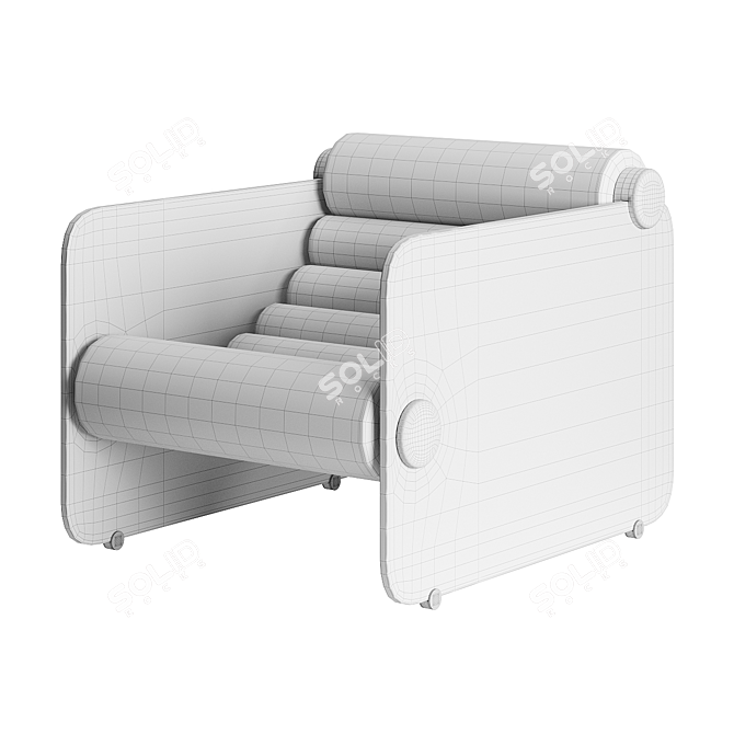 Sleek Italian Leather Lounge Chair 3D model image 3