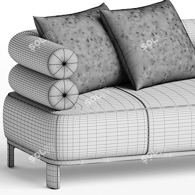 Elegant Lucy Leather Sofa 3D model image 3