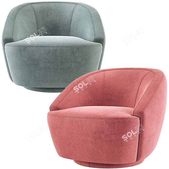 Lecco Swivel Chair Velvet Colors 3D model image 4