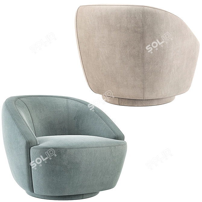 Lecco Swivel Chair Velvet Colors 3D model image 5