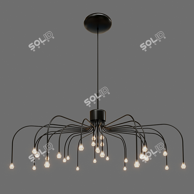 Flexible Steel LED Chandelier Starfall 3D model image 2