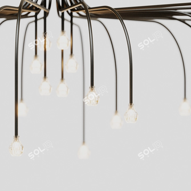 Flexible Steel LED Chandelier Starfall 3D model image 5