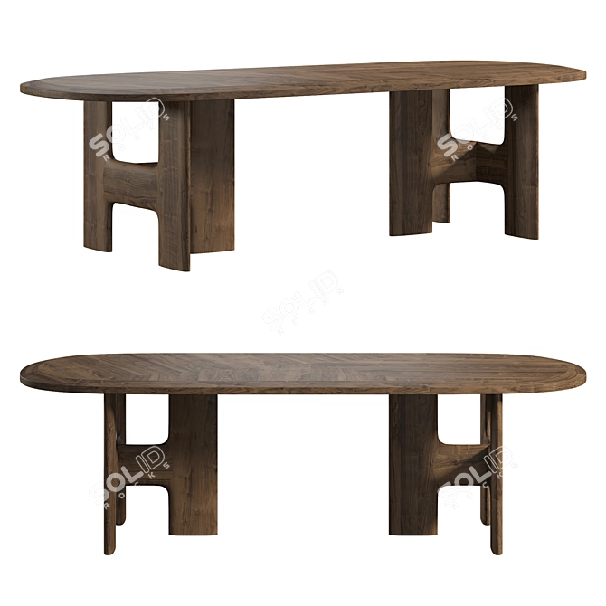 Zen Temple Inspired Dining Table 3D model image 1