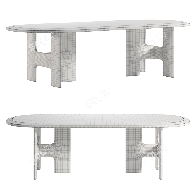 Zen Temple Inspired Dining Table 3D model image 2