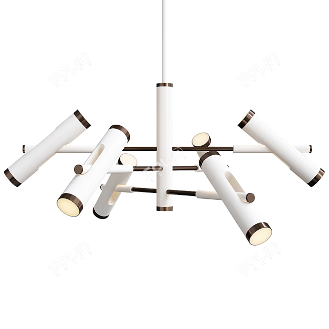 Sleek White Rainer Chandelier 3D model image 1