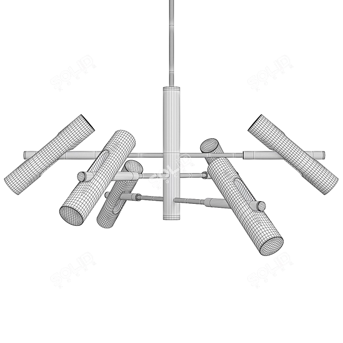 Sleek White Rainer Chandelier 3D model image 2