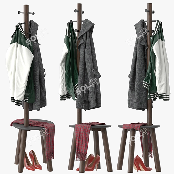 Multi-Function Pillar Stool Organizer 3D model image 1