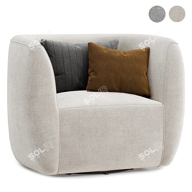 Modern Swivel Lounge Chair in 2 Colors 3D model image 1