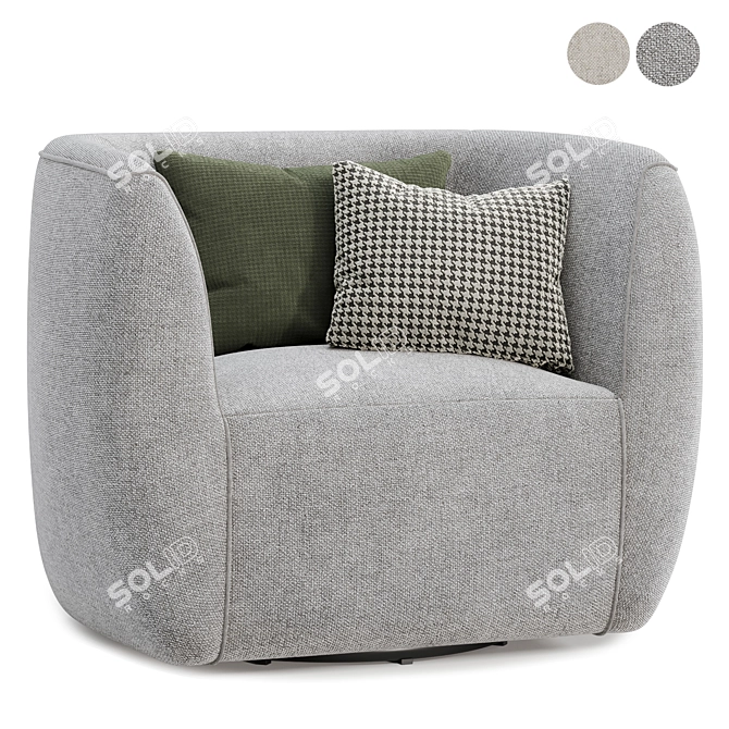 Modern Swivel Lounge Chair in 2 Colors 3D model image 2
