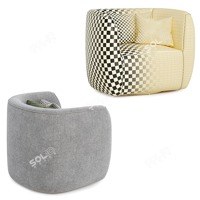 Modern Swivel Lounge Chair in 2 Colors 3D model image 4