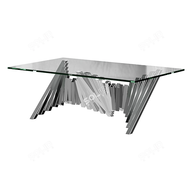 Sleek Silver Metal Coffee Table 3D model image 1