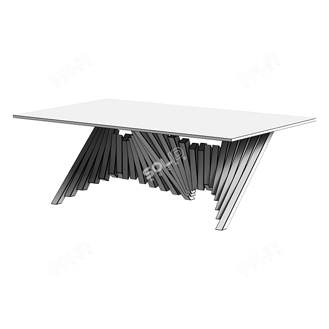 Sleek Silver Metal Coffee Table 3D model image 2