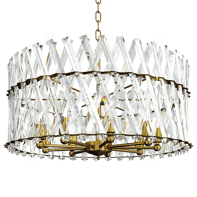 Elegant Crystal Gold Chandelier 3D model image 1