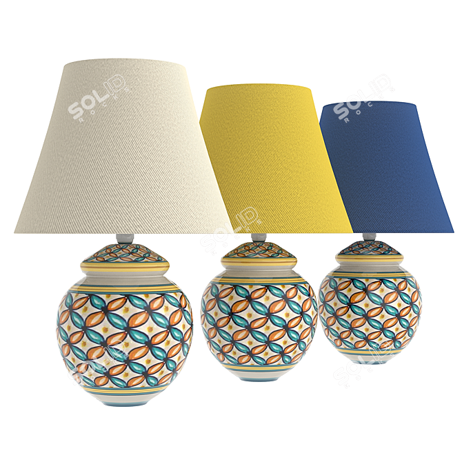 Hand-Painted Vario Deruta Ceramic Lamp 3D model image 1