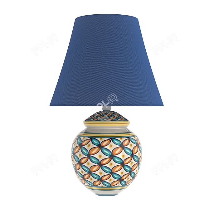 Hand-Painted Vario Deruta Ceramic Lamp 3D model image 2
