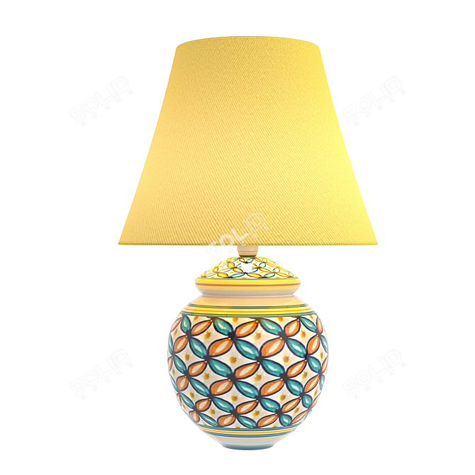 Hand-Painted Vario Deruta Ceramic Lamp 3D model image 6
