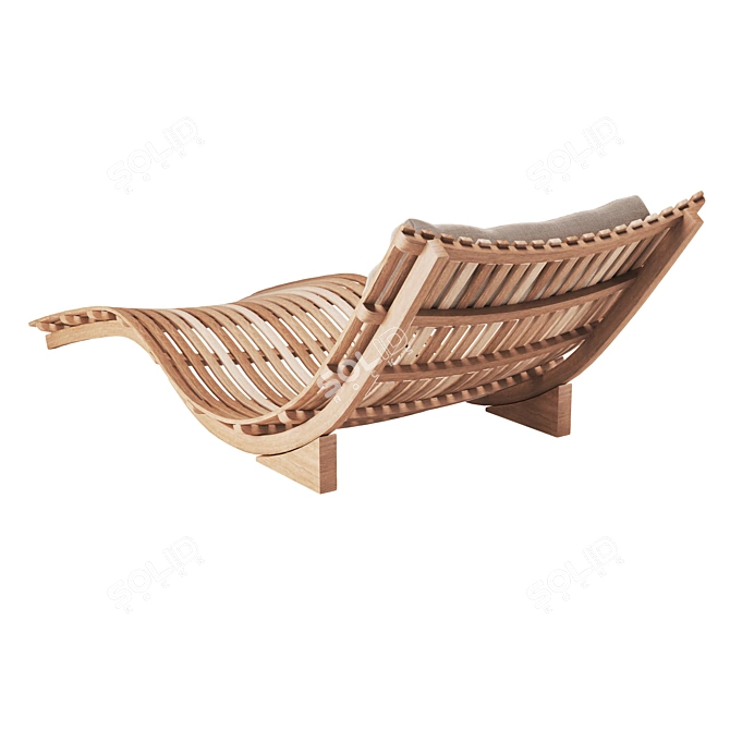 Bent Teak Sun Lounger 3D model image 3