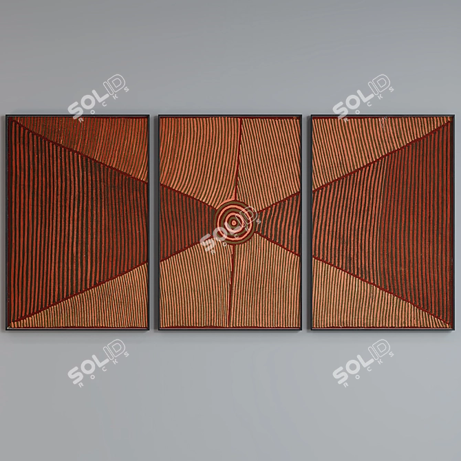 African Inspired Modern Picture Frame Set 3D model image 3