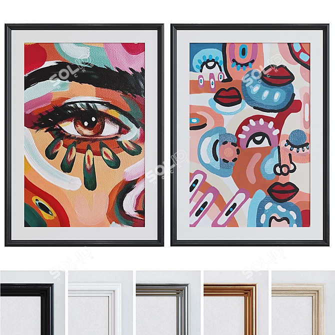 Modern Abstract Picture Frame Set 3D model image 1