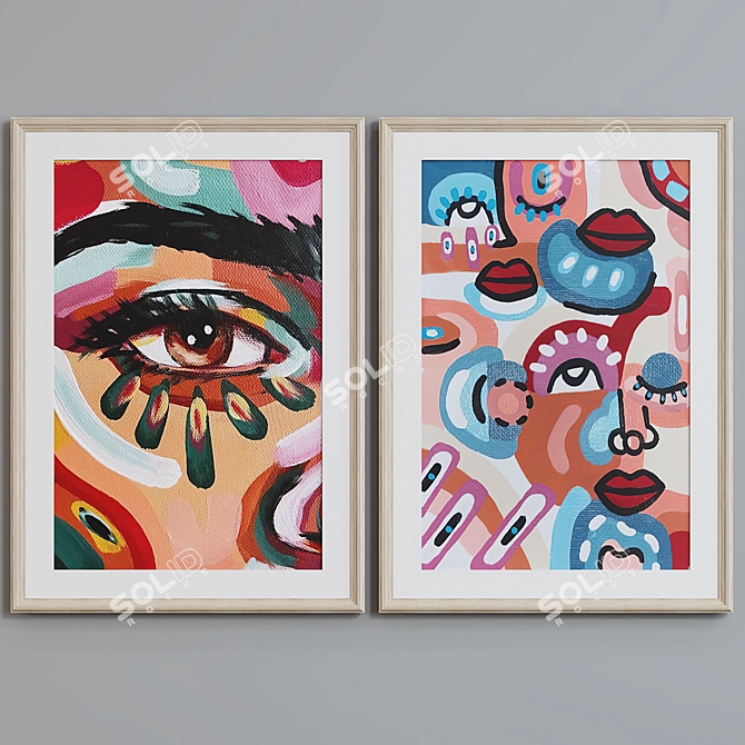 Modern Abstract Picture Frame Set 3D model image 2