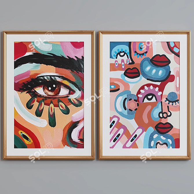 Modern Abstract Picture Frame Set 3D model image 3