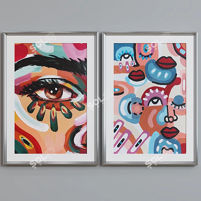 Modern Abstract Picture Frame Set 3D model image 4