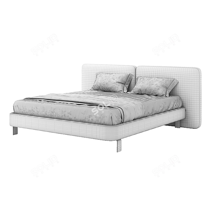 Tadao Bed: Customizable Luxury Elegance 3D model image 5