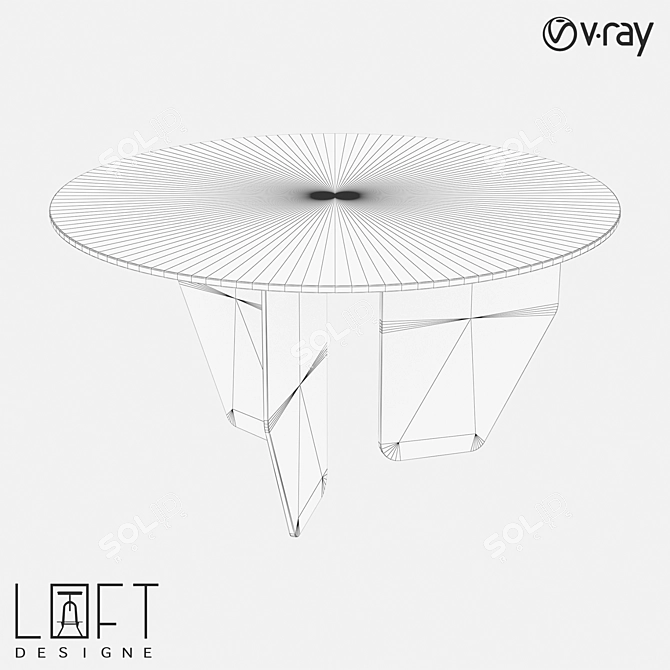 Oak Round Dining Table 140cm 3D model image 2